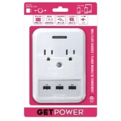 GetPower White Plastic Outlet/USB Wall Plate 1 Pk
