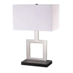 Globe Electric 21 In. Brushed Nickel White Table Lamp