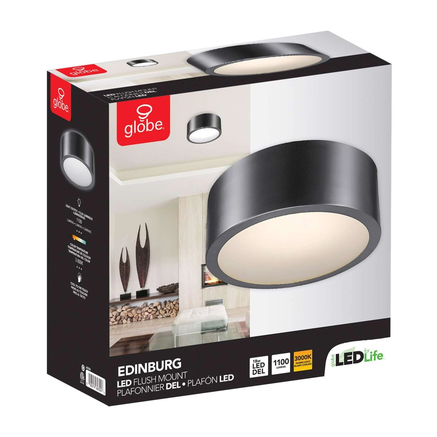 Globe Electric Edinburg 4.02 In. H X 11.03 In. W X 11.03 In. L Black Iron Ceiling Light - Image 8