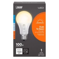 Feit A19 E26 (Medium) LED Dusk To Dawn Bulb Tunable White/Color Changing 100 Watt Equivalence 1 Pk