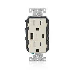 Leviton Decora 15 Amps 125 V Type A/C Duplex Light Almond Outlet And USB Charger 5-15R 1 Pk