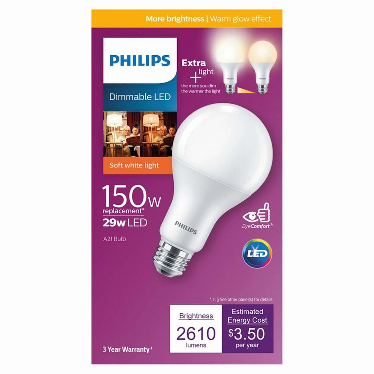 Philips A21 E26 (Medium) LED Bulb Soft White 150 Watt Equivalence 1 Pk - Image 2