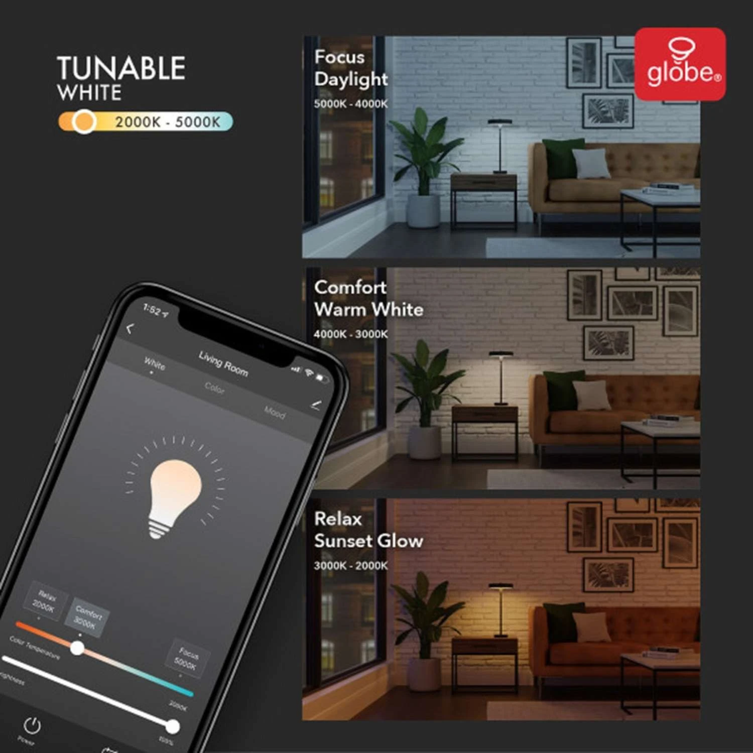 Globe Electric Smart Home 20 In. Matte Black Table Lamp - Image 4