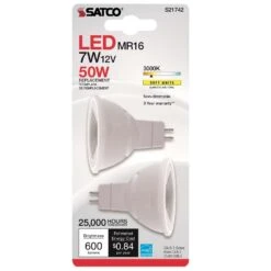 Satco MR16 GU5.3 LED Bulb Soft White 50 Watt Equivalence 2 Pk