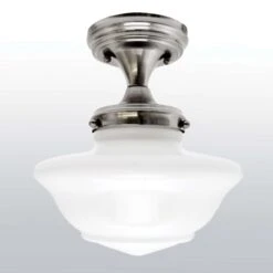 Design House Schoolhouse 10 In. H X 8.8 In. W X 8.8 In. L Satin Nickel Ceiling Fixture
