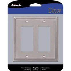 Amerelle Metro Brushed Nickel 2 Gang Die-Cast Metal Decorator Wall Plate 1 Pk