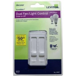Leviton Decora SureSlide White Fan/LED Dimmer Slide Switch 1 Pk