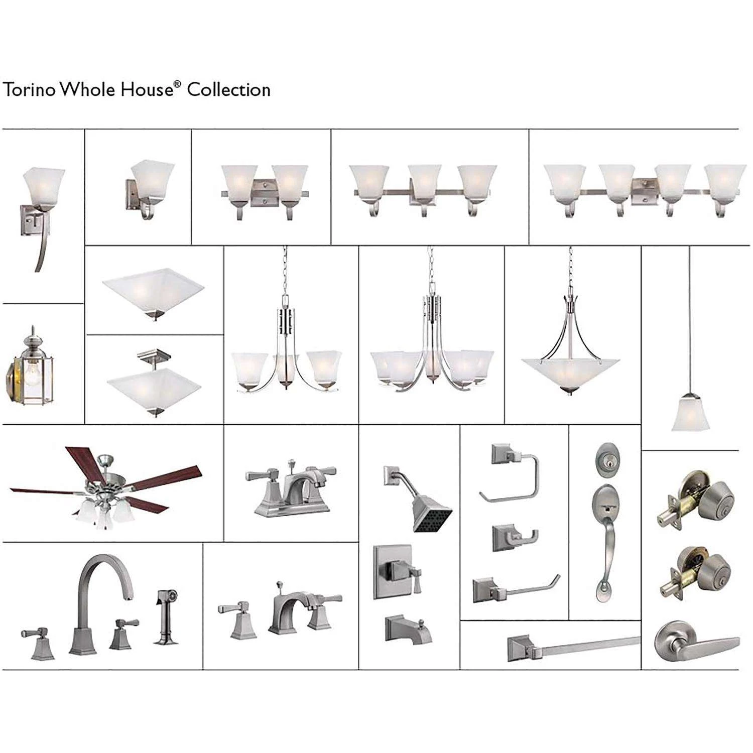 Design House Torino Satin Nickel 3 Lights Chandelier - Image 3