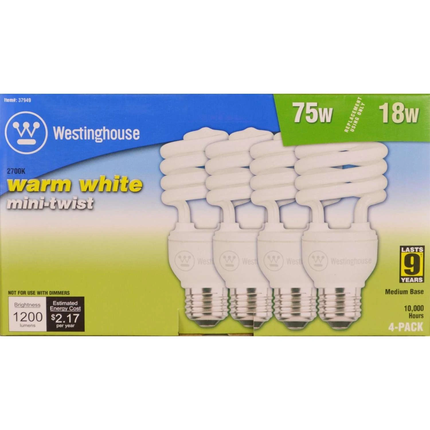 Westinghouse 18 W E26 4.75 In. L CFL Bulb Warm White Tubular 2700 K 4 Pk - Image 2
