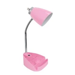 All The Rages LimeLights 18.5 In. Pink Organizer Desk Lamp With USB Port