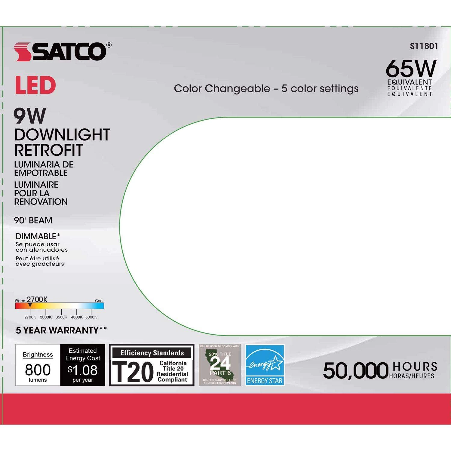 Satco Nuvo White 5-6 In. W Plastic LED Retrofit Recessed Lighting 9 W - Image 4
