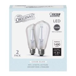 Feit LED Filament ST19 E26 (Medium) Filament LED Bulb Daylight 100 Watt Equivalence 2 Pk