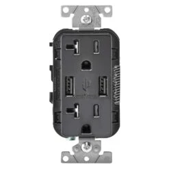 Leviton Decora 20 Amps 125 V Black Outlet And USB Charger 5-20R 1 Pk