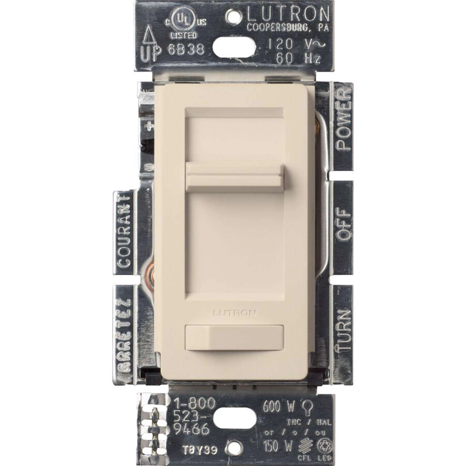 Lutron Almond 150W For CFL And LED / 600W For Incandescent And Halogen W 3-Way Dimmer Switch 1 Pk - Image 2