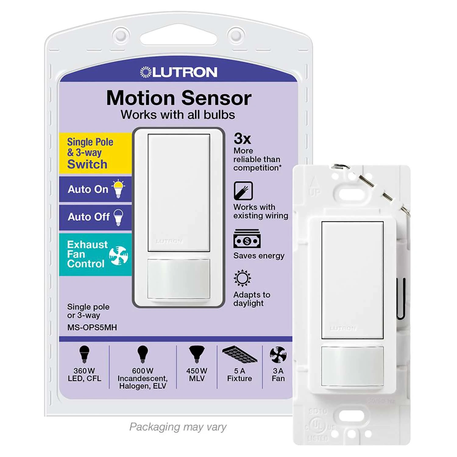 Lutron Maestro Occupancy 5 Amps Single Pole Motion Sensor Triple Combination Switch White 1 Pk