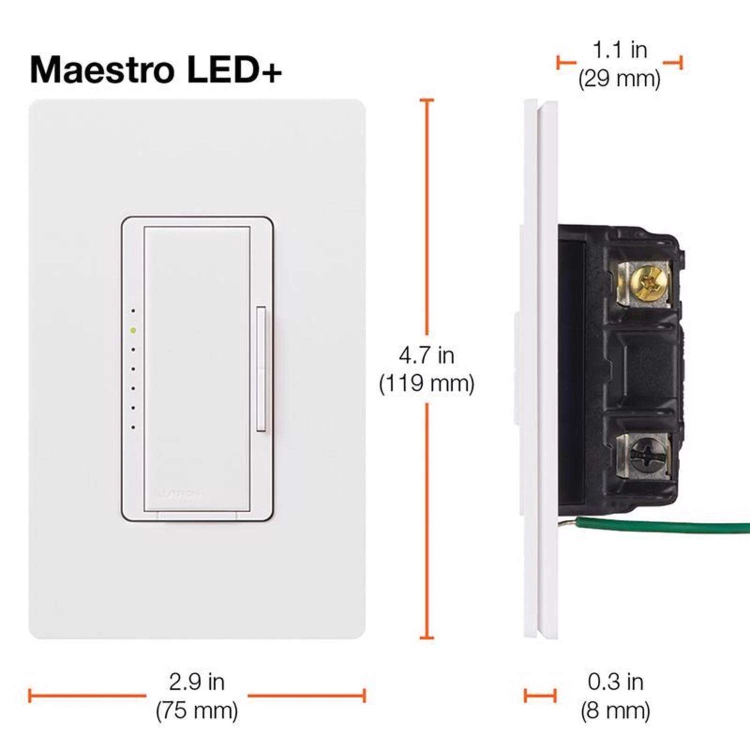 Lutron Maestro Light Almond 150 W 3-Way Dimmer Switch 1 Pk - Image 4