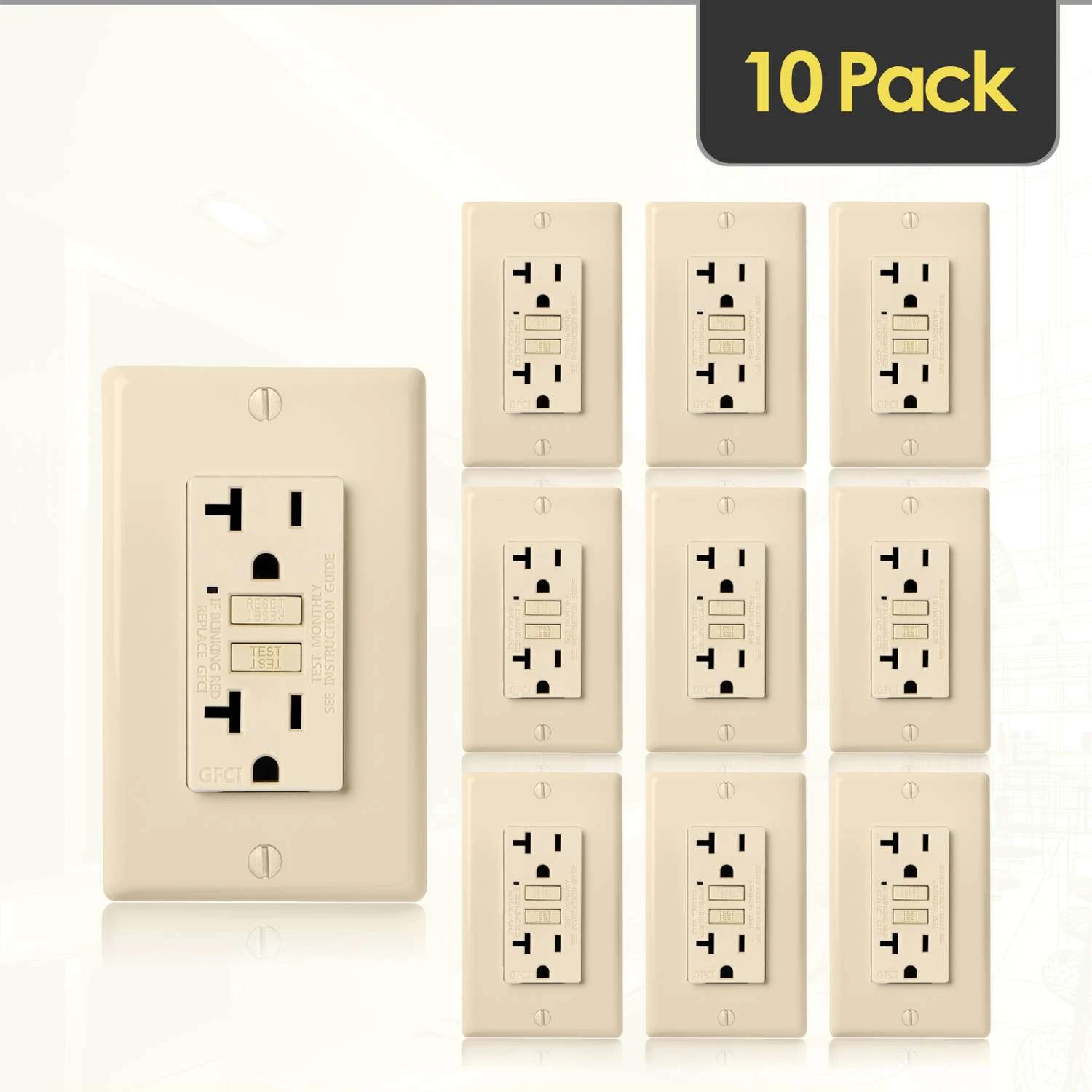 Faith 20 Amps 125 V Ivory GFCI Outlet 10 Pk