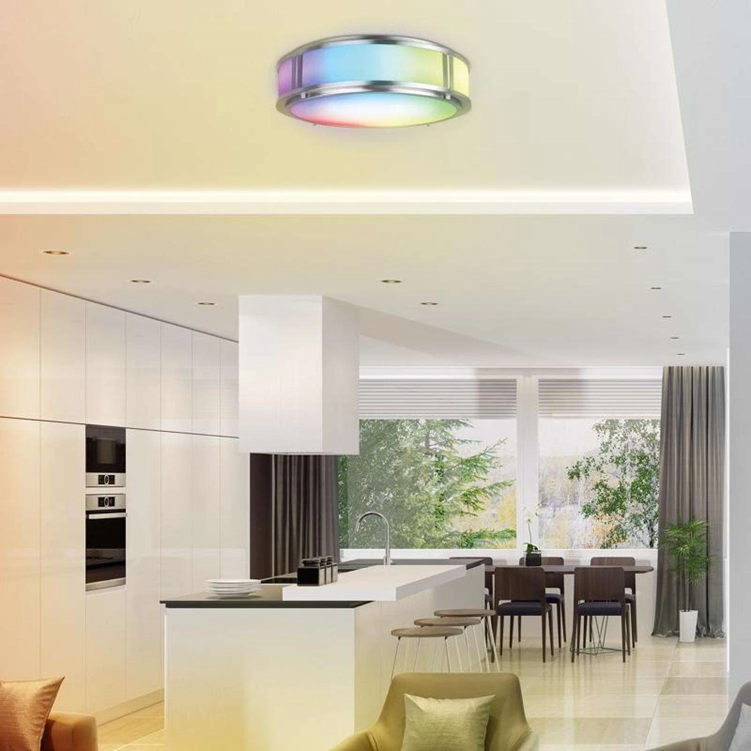 Feit Smart Home 3 In. H X 13 In. W X 13 In. L Nickel Smart-Enabled Ceiling Fixture - Image 3