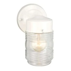 Design House Jelly Jar White Incandescent Outdoor Wall Fixture