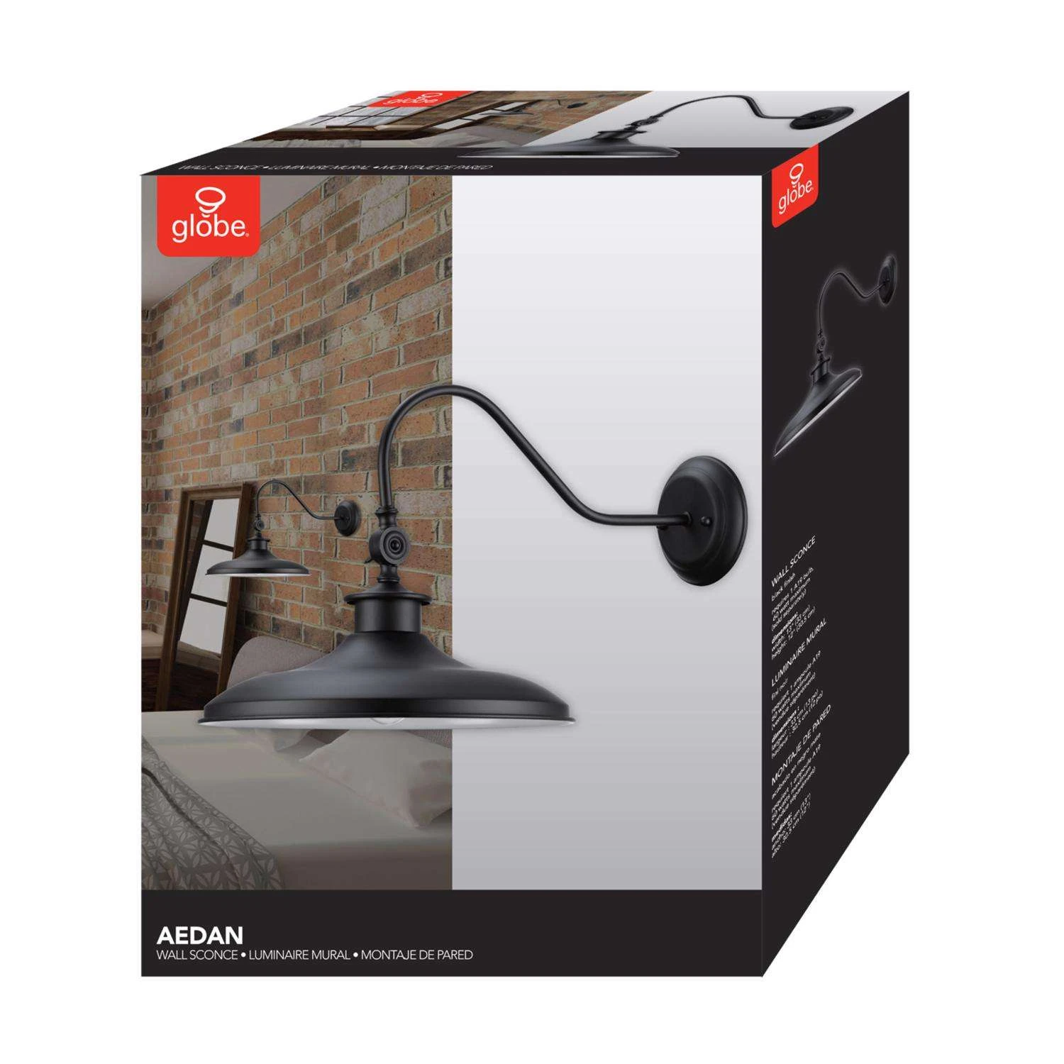 Globe Electric Aedan 1-Light Black Wall Sconce - Image 9