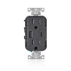 Leviton Decora 15 Amps 125 V Type A/C Duplex Black Outlet And USB Charger 5-15R 1 Pk