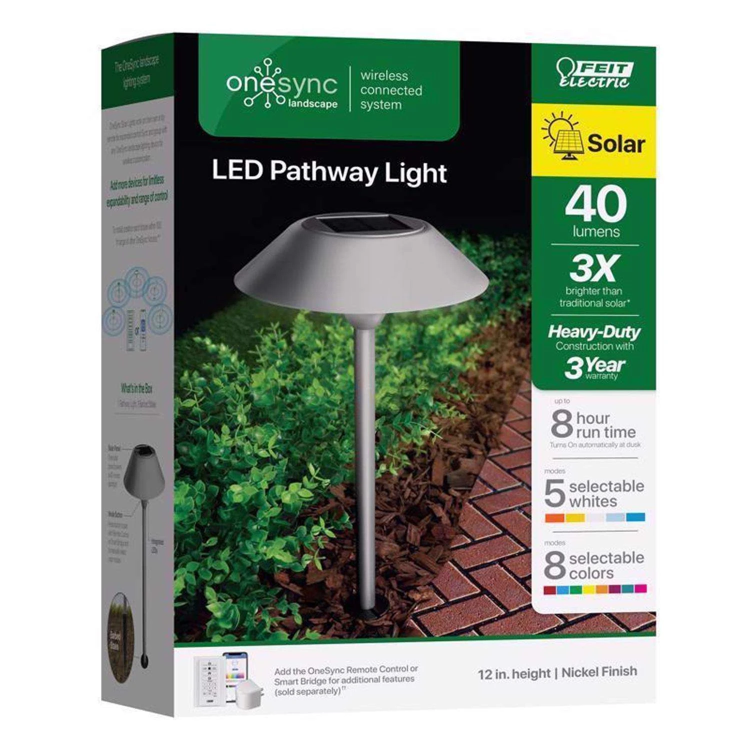 Feit OneSync Brushed Nickel Solar Powered 40 W LED Pathway Light 1 Pk - Image 2