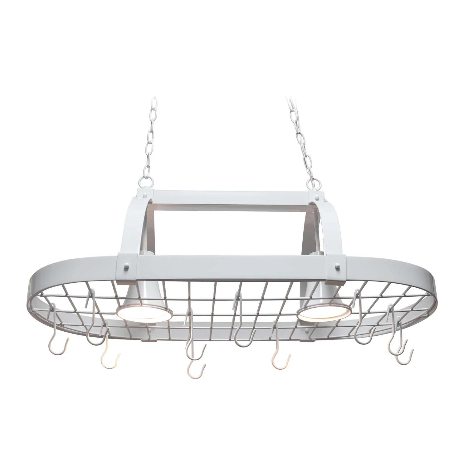 Elegant Designs 13.5 In. H X 19.25 In. W X 35.5 In. L White Ceiling Light Pot Rack - Image 2