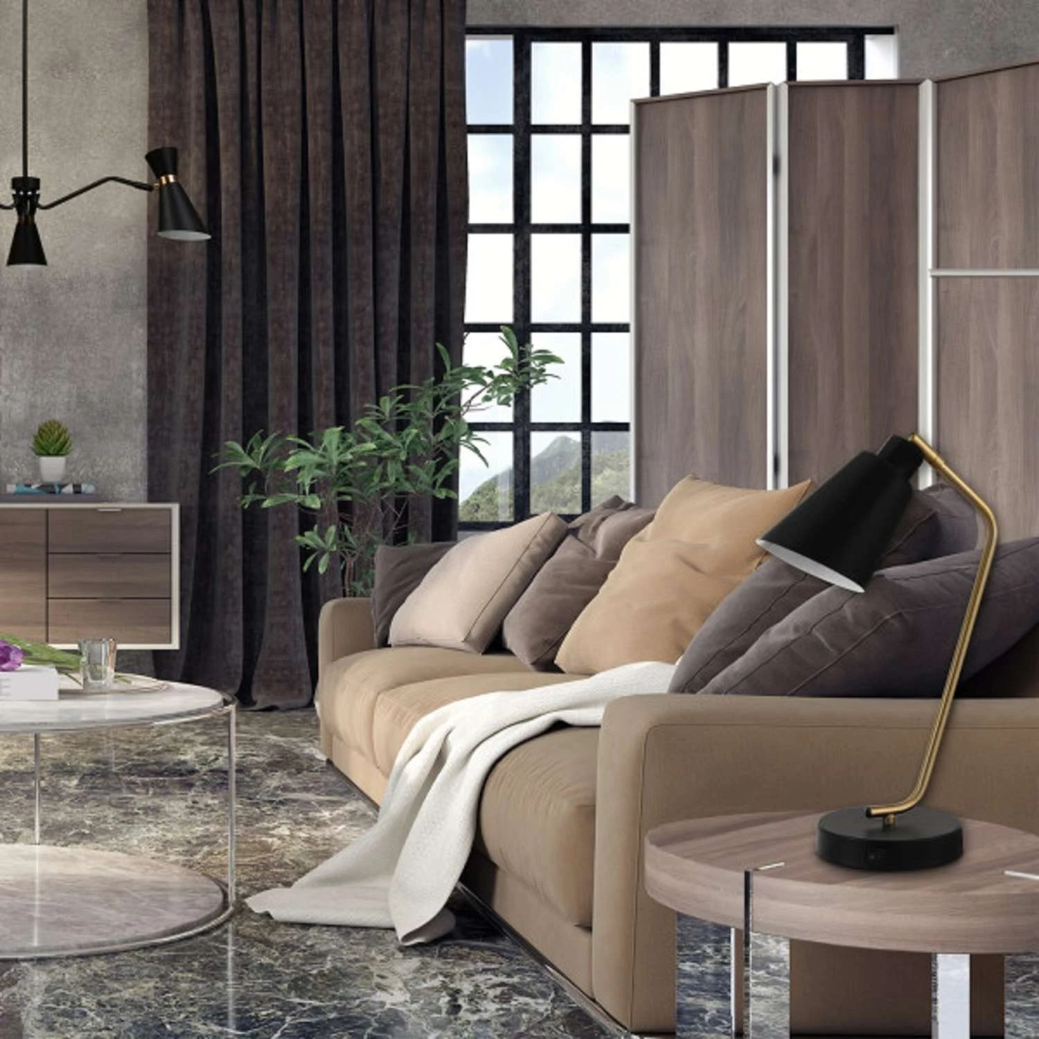 Globe Electric 17 In. Matte Black Desk Lamp W/Charging Station - Image 6